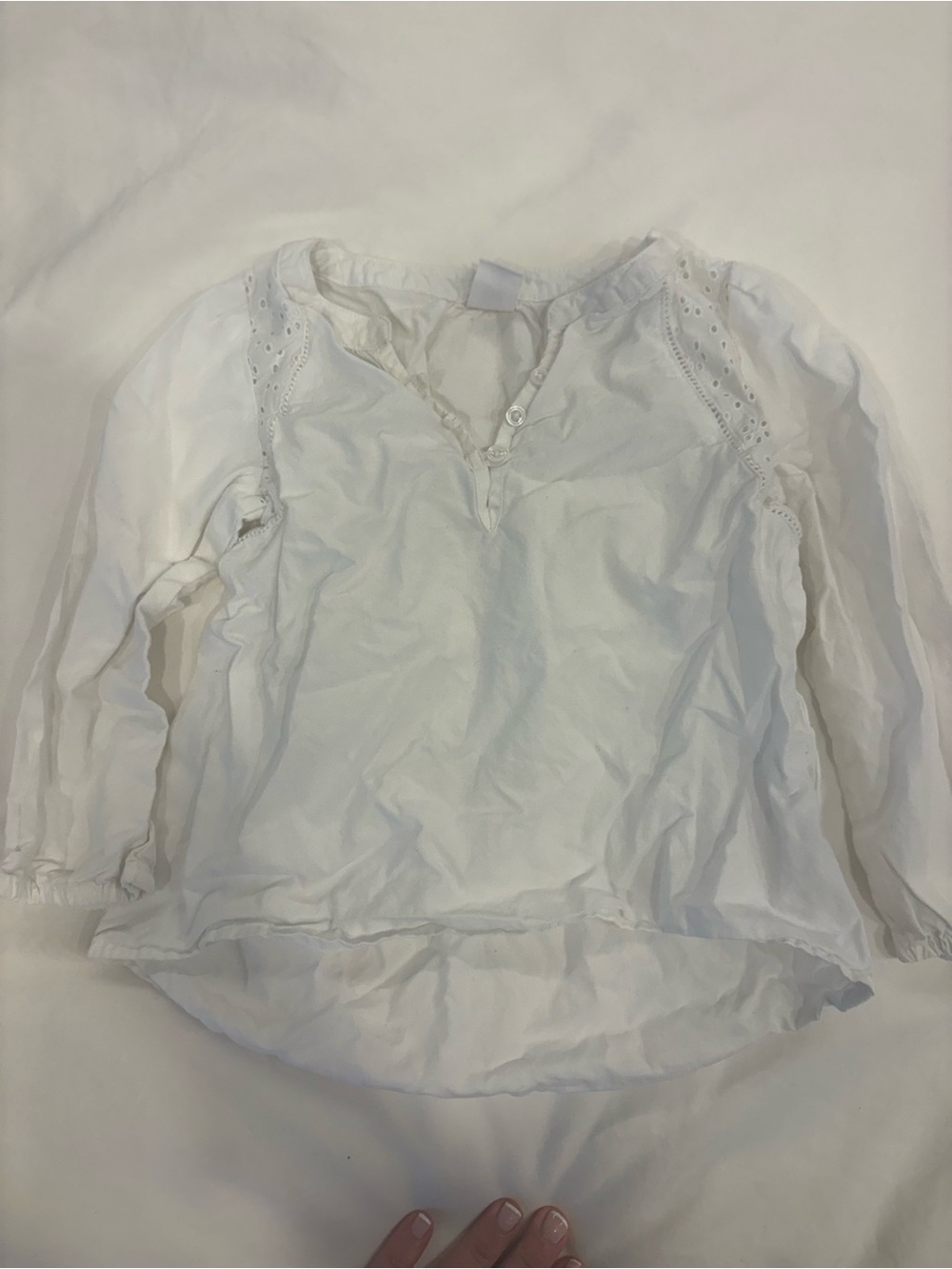 Kids White Henley Blouse